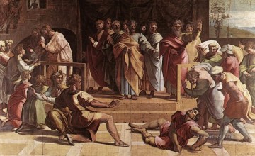Raphael Painting - The Death of Ananias Renaissance master Raphael